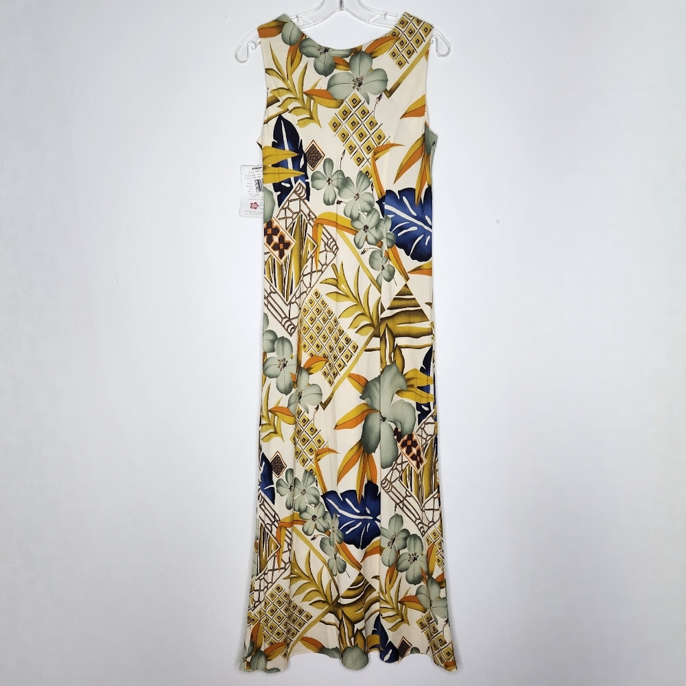 Hilo Hattie Dress Size 8 Hawaiian Tropical Floral Maxi Long Sleeveless USA NWT - Picture 2 of 6